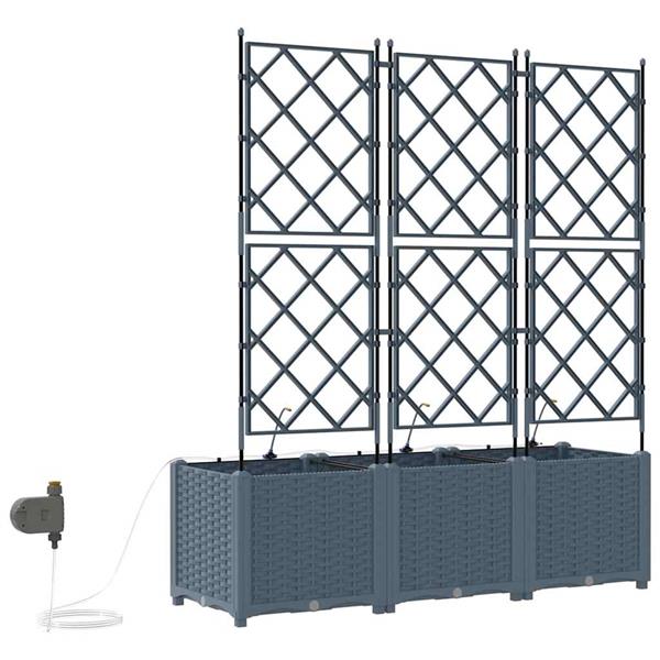 Grote foto vidaxl tuinplantbakken lichtgrijs 120 x 40 x 142 cm staal tuin en terras overige tuin en terras