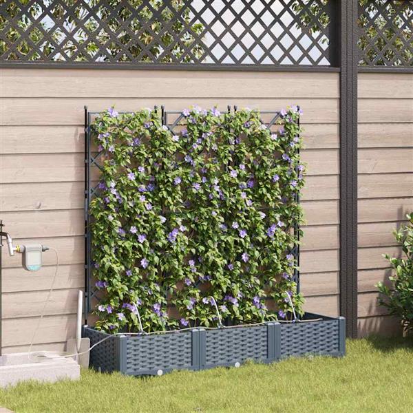 Grote foto vidaxl tuinplantbakken lichtgrijs 120 x 40 x 126 cm staal tuin en terras overige tuin en terras