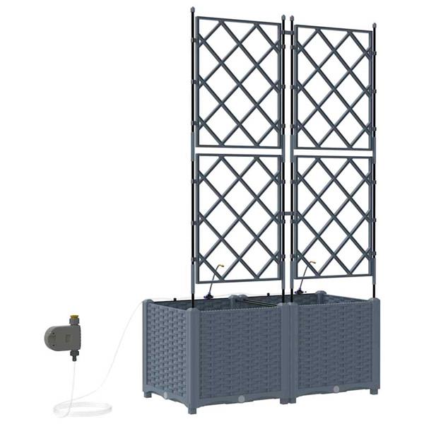 Grote foto vidaxl tuinplantbakken lichtgrijs 80 x 40 x 142 cm staal tuin en terras overige tuin en terras
