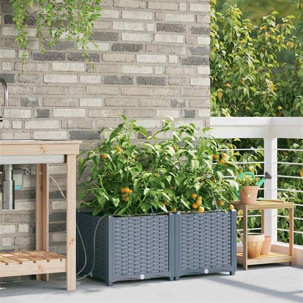 Grote foto vidaxl tuinplantbakken lichtgrijs 80 x 40 x 37.5 cm staal tuin en terras overige tuin en terras