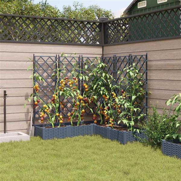 Grote foto vidaxl tuindruppel met trellis 5 pcs lichtgrijs 120 x 120 x 125 5 cm tuin en terras overige tuin en terras