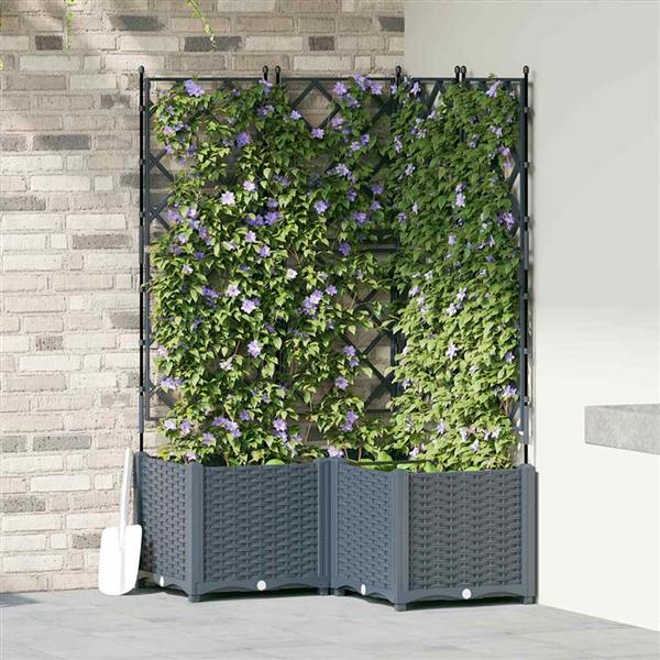 Grote foto vidaxl tuindruppel met trellis 3 pcs lichtgrijs 80 x 80 x 143 cm pp tuin en terras overige tuin en terras