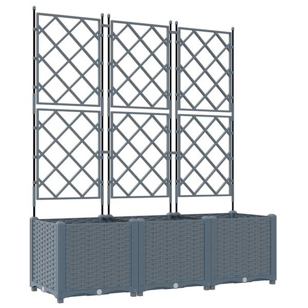 Grote foto vidaxl tuindruppel met trellis 3 pcs lichtgrijs 120 x 40 x 143 cm pp tuin en terras overige tuin en terras