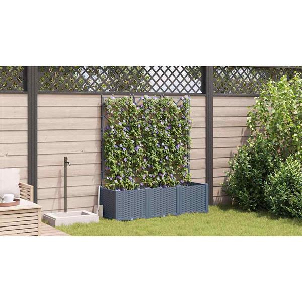 Grote foto vidaxl tuindruppel met trellis 3 pcs lichtgrijs 120 x 40 x 143 cm pp tuin en terras overige tuin en terras