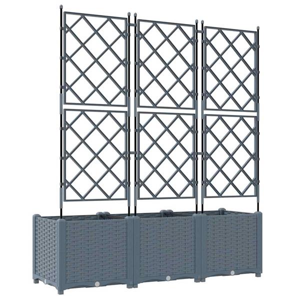 Grote foto vidaxl tuindruppel met trellis 3 pcs lichtgrijs 120 x 40 x 143 cm pp tuin en terras overige tuin en terras