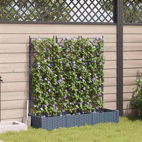 Grote foto vidaxl tuindruppel met trellis 3 pcs lichtgrijs 120 x 40 x 125 5 cm pp tuin en terras overige tuin en terras