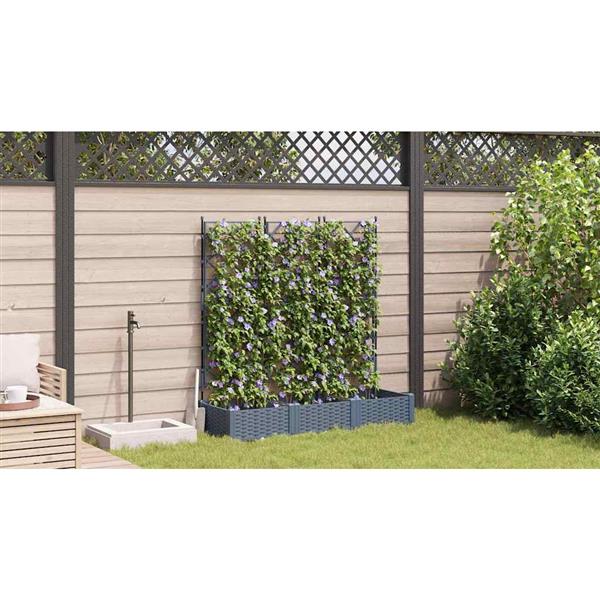 Grote foto vidaxl tuindruppel met trellis 3 pcs lichtgrijs 120 x 40 x 125 5 cm pp tuin en terras overige tuin en terras