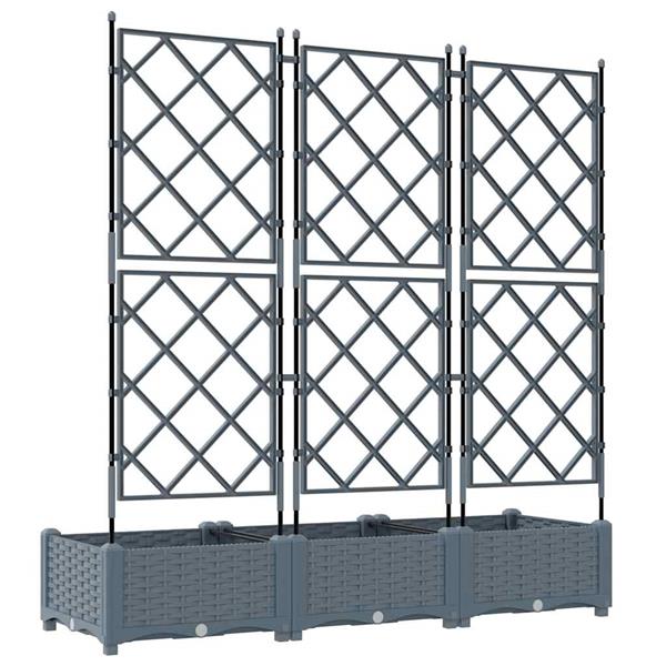 Grote foto vidaxl tuindruppel met trellis 3 pcs lichtgrijs 120 x 40 x 125 5 cm pp tuin en terras overige tuin en terras