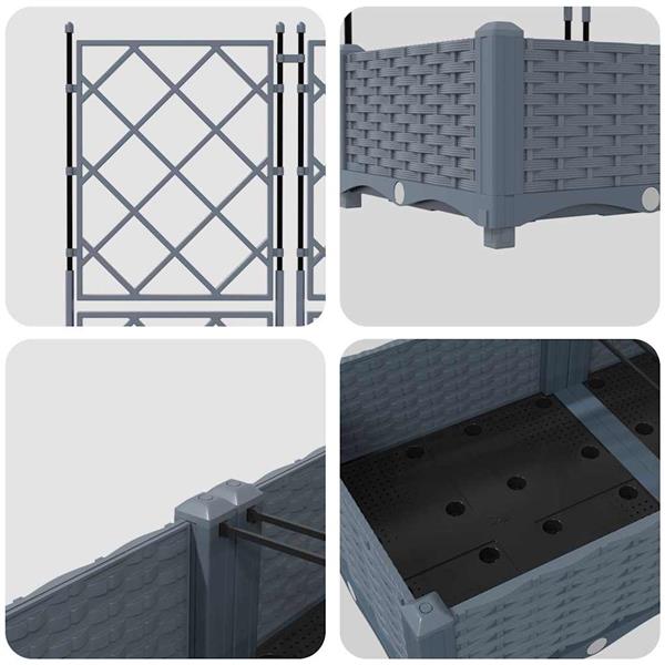 Grote foto vidaxl tuindruppel met trellis 3 pcs lichtgrijs 120 x 40 x 125 5 cm pp tuin en terras overige tuin en terras