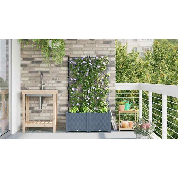 Grote foto vidaxl tuindruppel met trellis 2 pcs lichtgrijs 80 x 40 x 143 cm pp tuin en terras overige tuin en terras