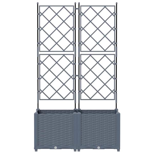 Grote foto vidaxl tuindruppel met trellis 2 pcs lichtgrijs 80 x 40 x 143 cm pp tuin en terras overige tuin en terras