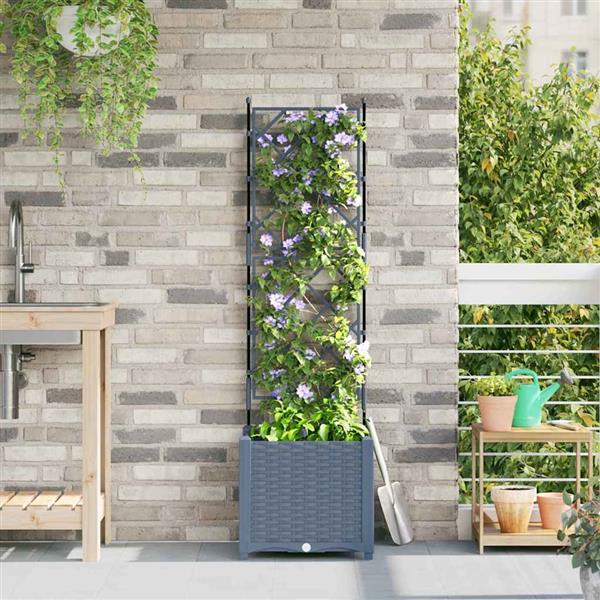 Grote foto vidaxl tuindruppel met trellis lichtgrijs 40 x 40 x 143 cm pp tuin en terras overige tuin en terras