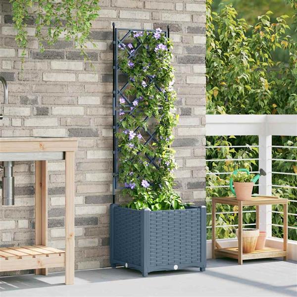 Grote foto vidaxl tuindruppel met trellis lichtgrijs 40 x 40 x 143 cm pp tuin en terras overige tuin en terras