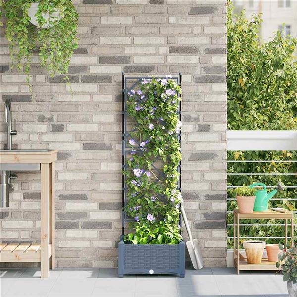 Grote foto vidaxl tuindruppel met trellis lichtgrijs 40 x 40 x 125 5 cm pp tuin en terras overige tuin en terras