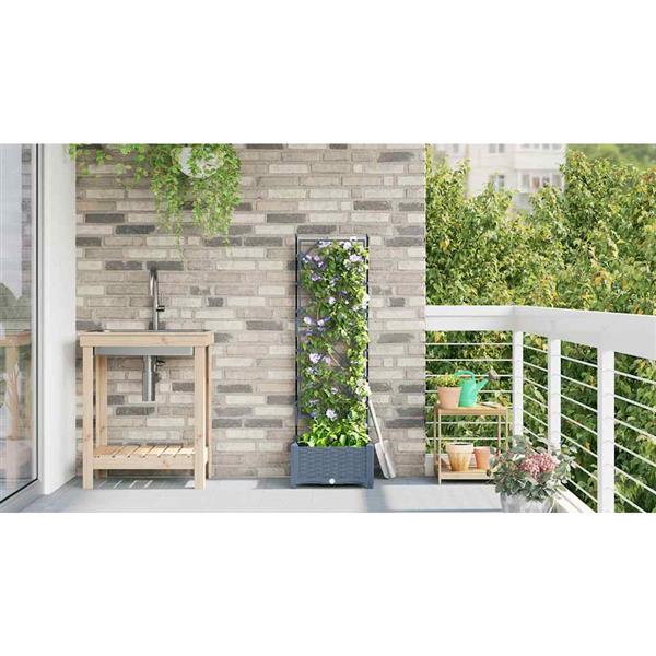 Grote foto vidaxl tuindruppel met trellis lichtgrijs 40 x 40 x 125 5 cm pp tuin en terras overige tuin en terras