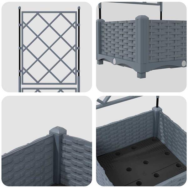 Grote foto vidaxl tuindruppel met trellis lichtgrijs 40 x 40 x 125 5 cm pp tuin en terras overige tuin en terras