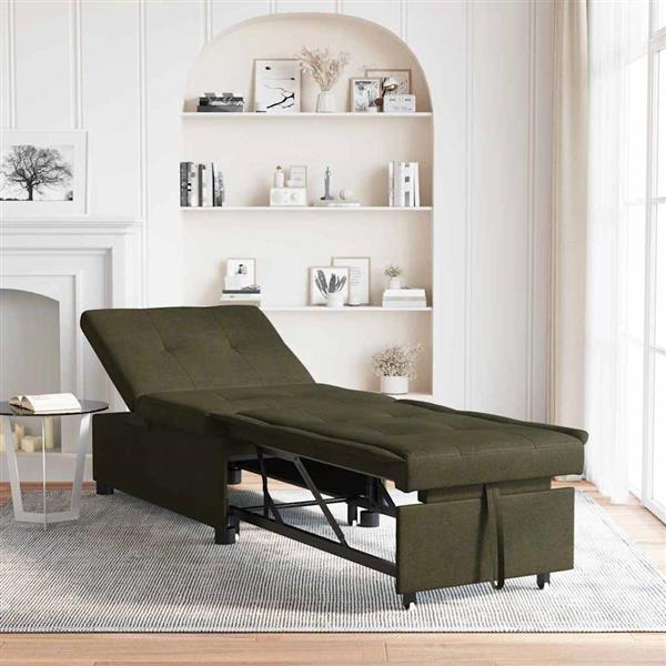 Grote foto vidaxl slaapbank leger groen 67 x 194 x 38 cm faux suede leer huis en inrichting bankstellen