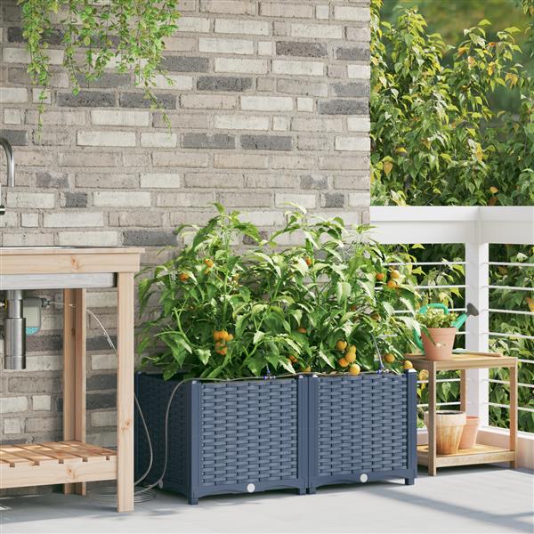 Grote foto vidaxl tuinplantbakken grijs 80 x 40 x 37.5 cm staal tuin en terras overige tuin en terras