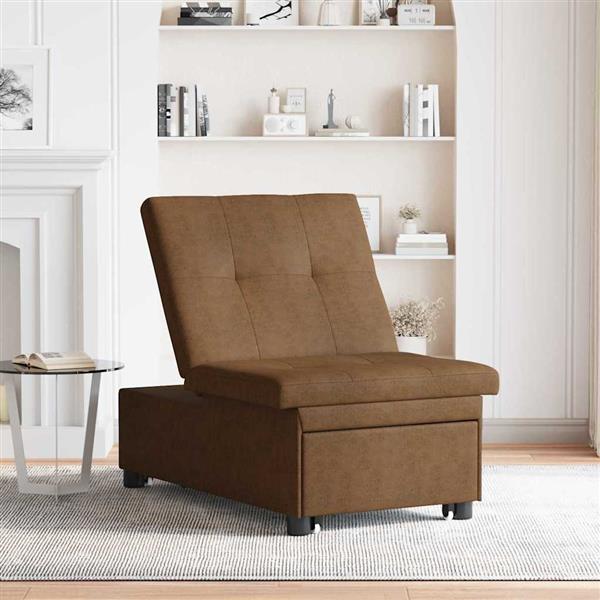Grote foto vidaxl slaapbank bruin 67 x 194 x 38 cm faux suede leer huis en inrichting bankstellen