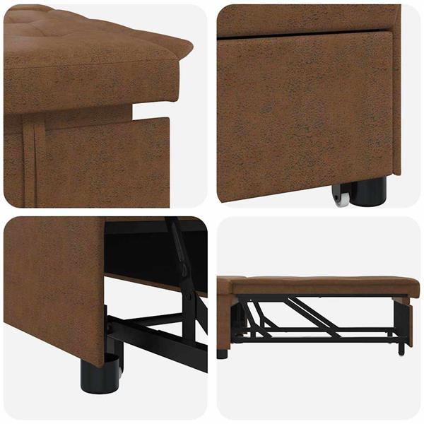 Grote foto vidaxl slaapbank bruin 67 x 194 x 38 cm faux suede leer huis en inrichting bankstellen