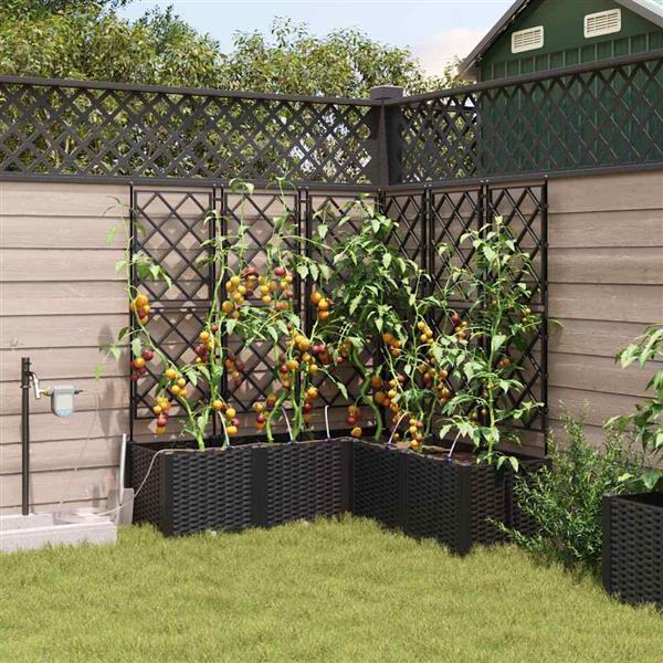 Grote foto vidaxl tuinplantbakken zwart 120 x 120 x 142 cm staal tuin en terras overige tuin en terras