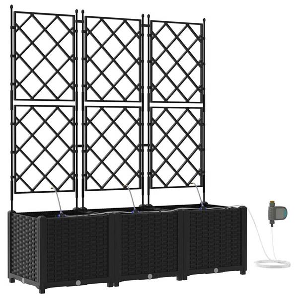 Grote foto vidaxl tuinplantbakken zwart 120 x 40 x 142 cm staal tuin en terras overige tuin en terras