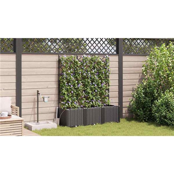 Grote foto vidaxl tuinplantbakken zwart 120 x 40 x 142 cm staal tuin en terras overige tuin en terras