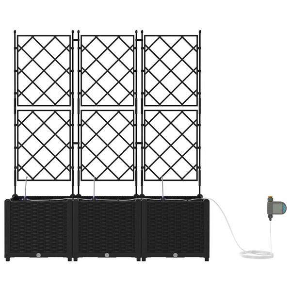 Grote foto vidaxl tuinplantbakken zwart 120 x 40 x 142 cm staal tuin en terras overige tuin en terras