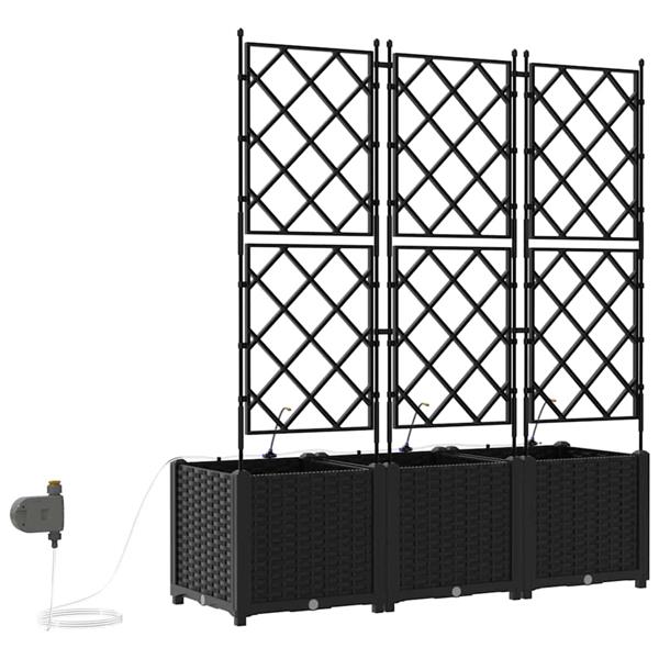 Grote foto vidaxl tuinplantbakken zwart 120 x 40 x 142 cm staal tuin en terras overige tuin en terras