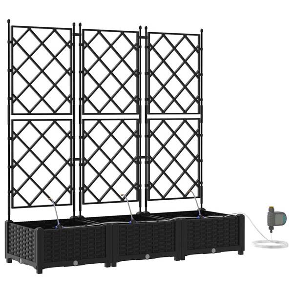 Grote foto vidaxl tuinplantbakken zwart 120 x 40 x 126 cm staal tuin en terras overige tuin en terras