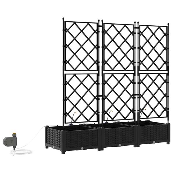 Grote foto vidaxl tuinplantbakken zwart 120 x 40 x 126 cm staal tuin en terras overige tuin en terras