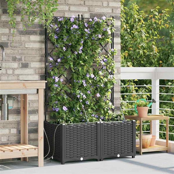 Grote foto vidaxl tuinplantbakken zwart 80 x 40 x 142 cm staal tuin en terras overige tuin en terras