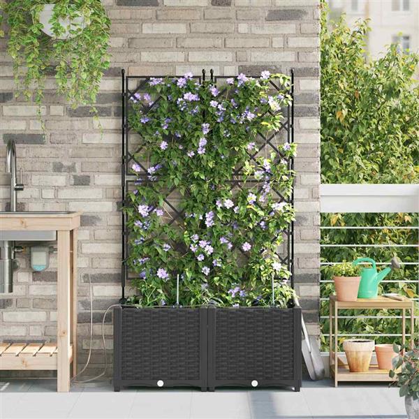 Grote foto vidaxl tuinplantbakken zwart 80 x 40 x 142 cm staal tuin en terras overige tuin en terras