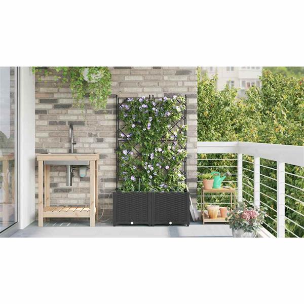 Grote foto vidaxl tuinplantbakken zwart 80 x 40 x 142 cm staal tuin en terras overige tuin en terras