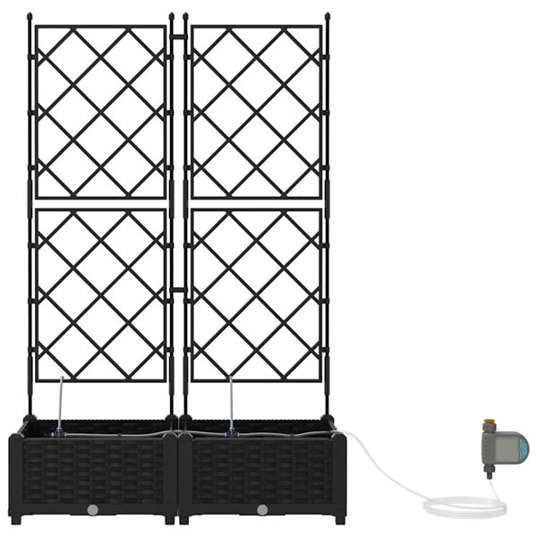 Grote foto vidaxl tuinplantbakken zwart 80 x 40 x 126 cm staal tuin en terras overige tuin en terras