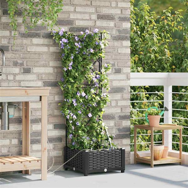 Grote foto vidaxl tuinplantbakken zwart 40 x 40 x 126 cm staal tuin en terras overige tuin en terras