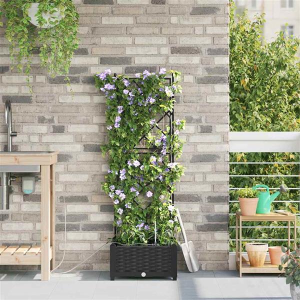Grote foto vidaxl tuinplantbakken zwart 40 x 40 x 126 cm staal tuin en terras overige tuin en terras