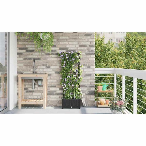 Grote foto vidaxl tuinplantbakken zwart 40 x 40 x 126 cm staal tuin en terras overige tuin en terras
