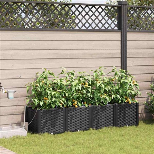 Grote foto vidaxl tuinplantbakken zwart 160 x 40 x 37.5 cm staal tuin en terras overige tuin en terras