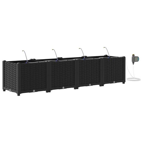 Grote foto vidaxl tuinplantbakken zwart 160 x 40 x 37.5 cm staal tuin en terras overige tuin en terras
