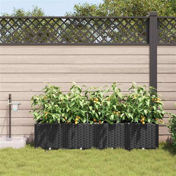 Grote foto vidaxl tuinplantbakken zwart 160 x 40 x 37.5 cm staal tuin en terras overige tuin en terras