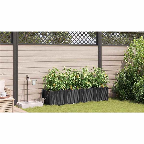 Grote foto vidaxl tuinplantbakken zwart 160 x 40 x 37.5 cm staal tuin en terras overige tuin en terras