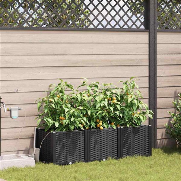 Grote foto vidaxl tuinplantbakken zwart 120 x 40 x 37.5 cm staal tuin en terras overige tuin en terras