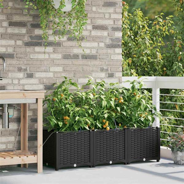 Grote foto vidaxl tuinplantbakken zwart 120 x 40 x 37.5 cm staal tuin en terras overige tuin en terras