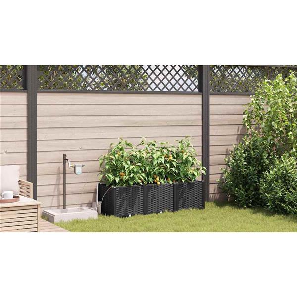 Grote foto vidaxl tuinplantbakken zwart 120 x 40 x 37.5 cm staal tuin en terras overige tuin en terras