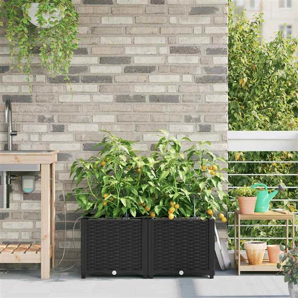 Grote foto vidaxl tuinplantbakken zwart 80 x 40 x 37.5 cm staal tuin en terras overige tuin en terras
