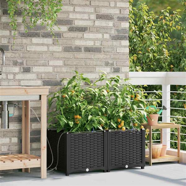 Grote foto vidaxl tuinplantbakken zwart 80 x 40 x 37.5 cm staal tuin en terras overige tuin en terras