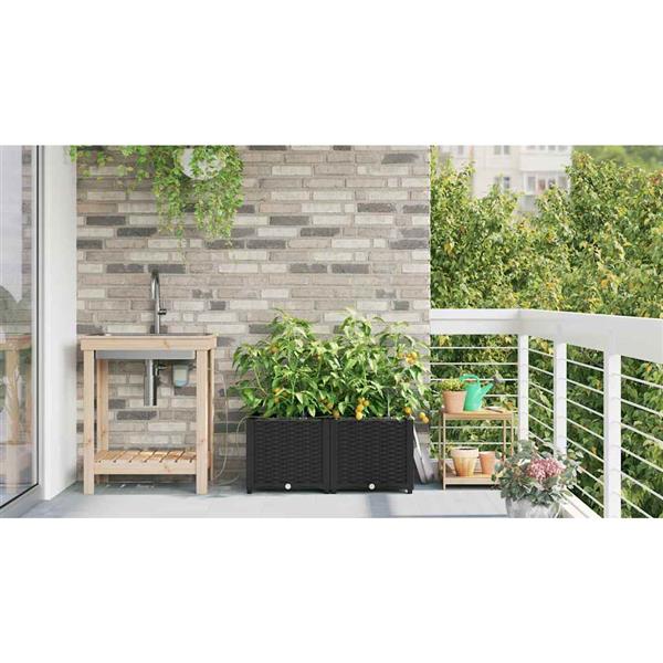 Grote foto vidaxl tuinplantbakken zwart 80 x 40 x 37.5 cm staal tuin en terras overige tuin en terras