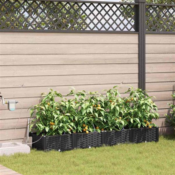Grote foto vidaxl tuinplantbakken zwart 160 x 40 x 22 cm staal tuin en terras overige tuin en terras