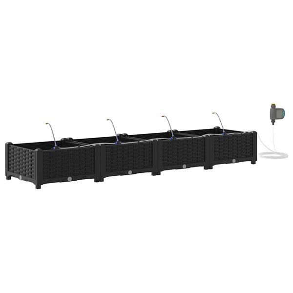 Grote foto vidaxl tuinplantbakken zwart 160 x 40 x 22 cm staal tuin en terras overige tuin en terras